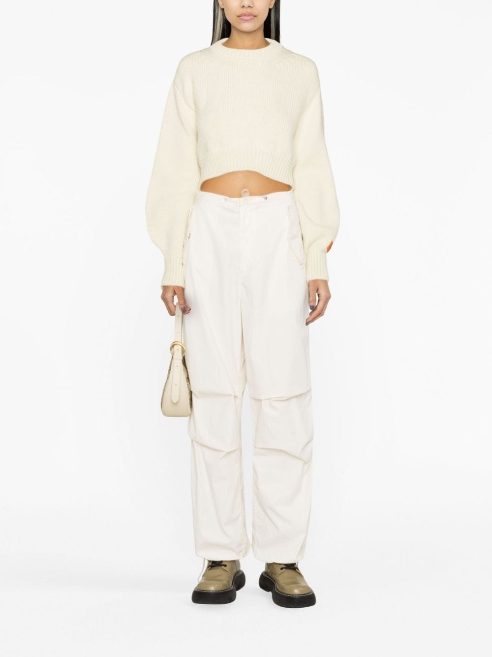 open-back cropped wool jumper - 2