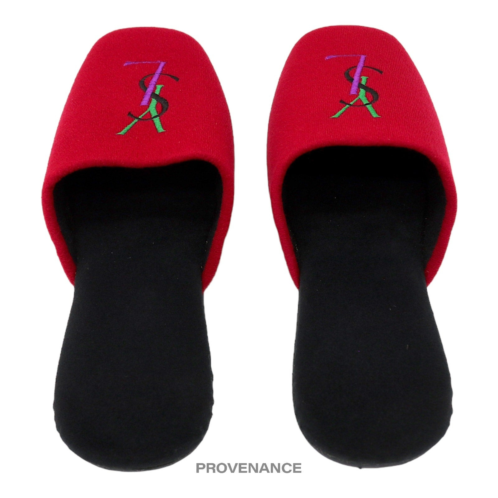 Yves Saint Laurent YSL Logo Slipper - Red Velour - 4