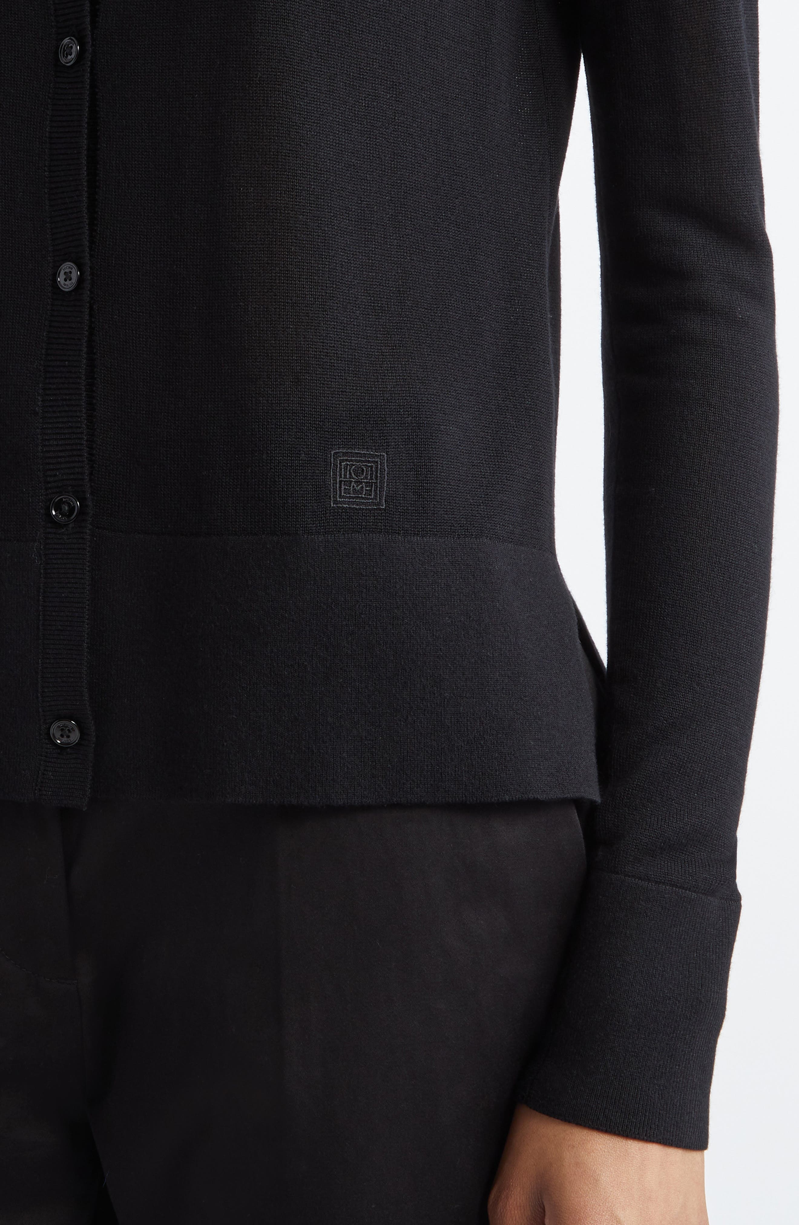 TOTEME Fine Knit Cardigan in Black at Nordstrom - 5
