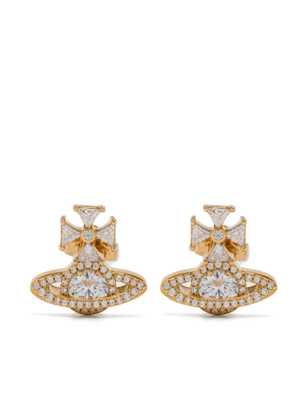 orb cross cubic zirconia earrings - 1