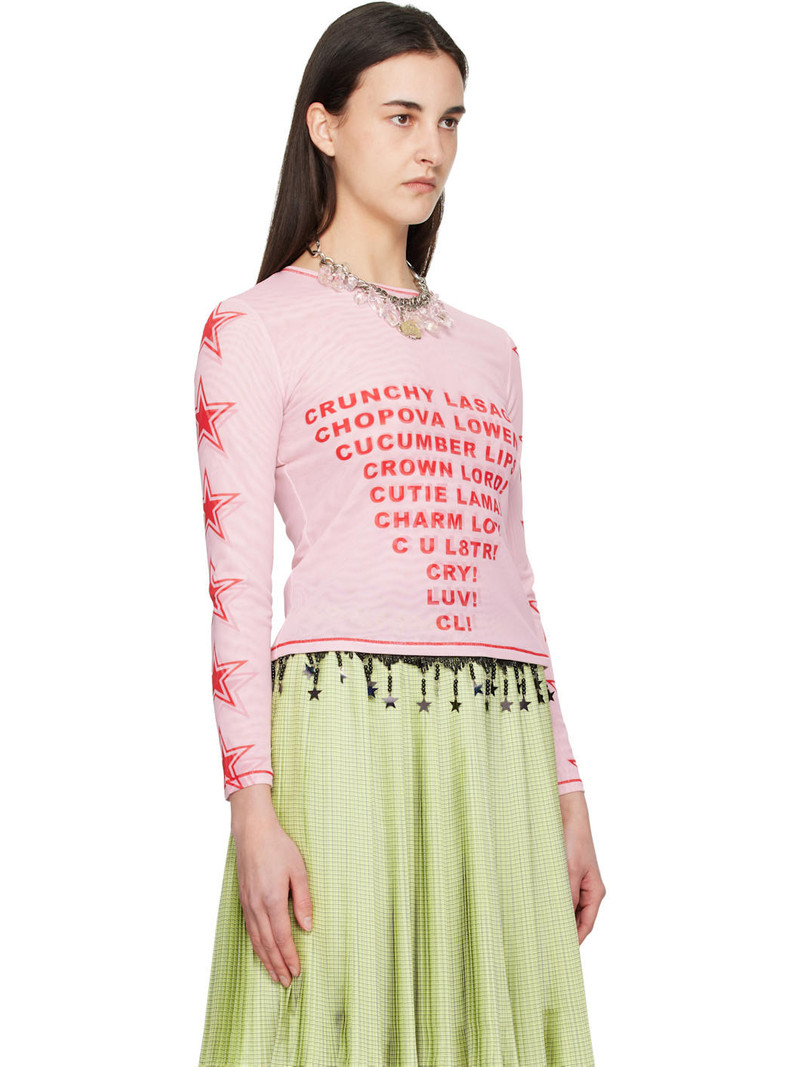 Pink 'Crunchy Lasagna' Fitted Mesh Top 2