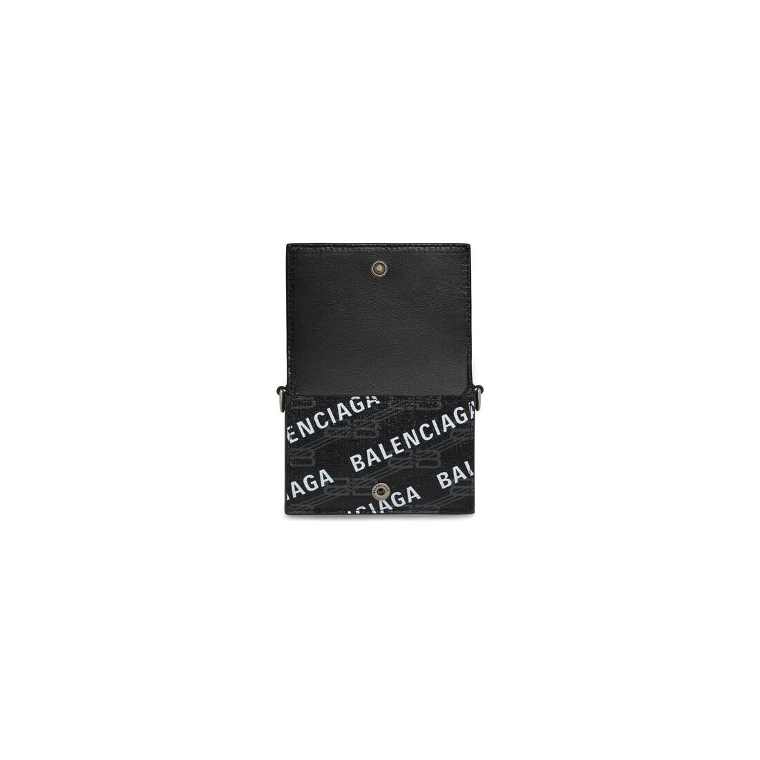 Women's Signature Mini Wallet On Chain Bb Monogram Coated Canvas And Allover Logo in Black - 4