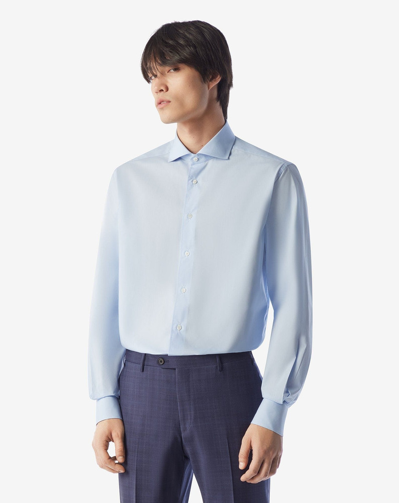 CORNELIANI Light blue cotton poplin shirt outlook