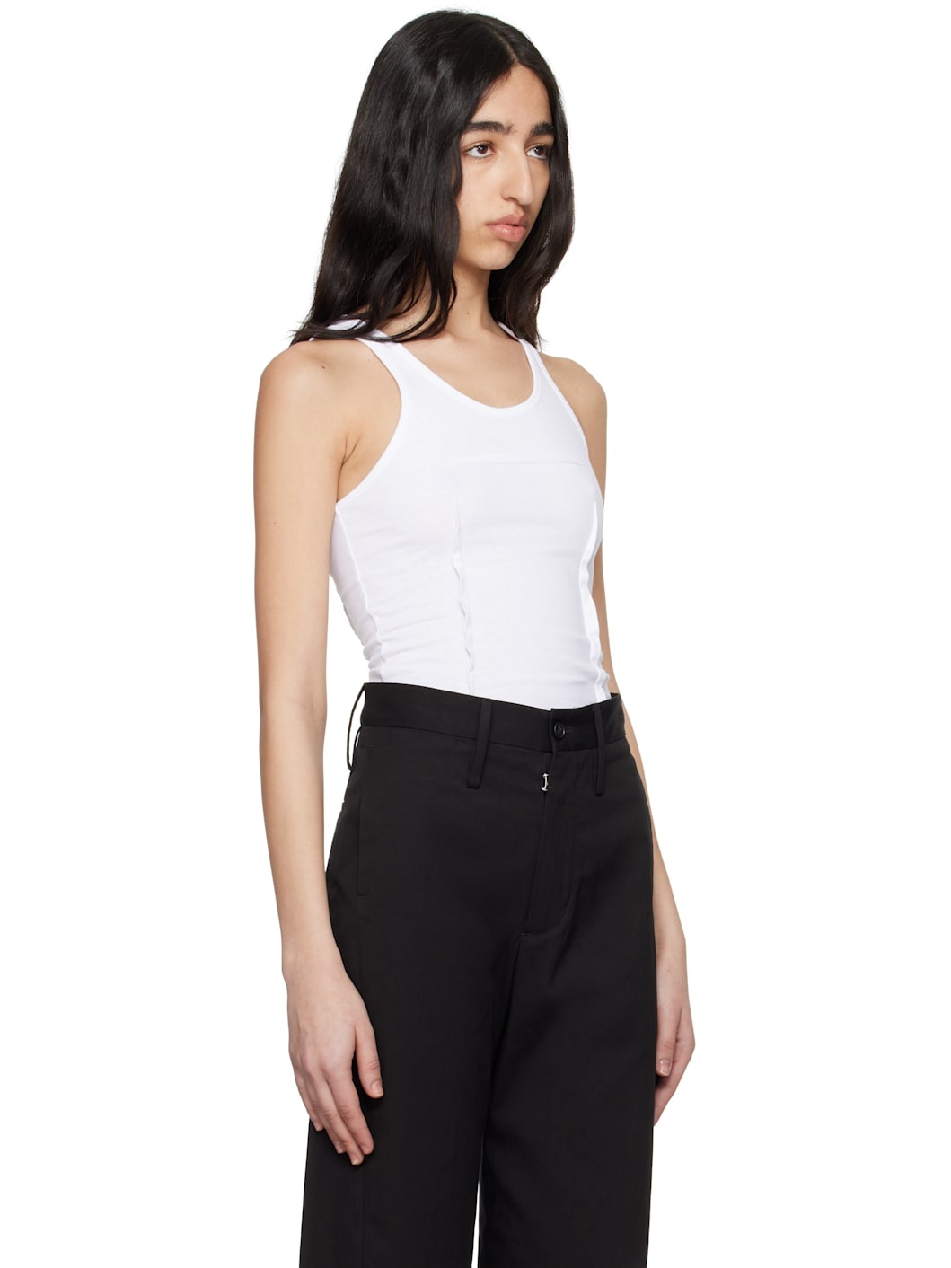 White Heavy Cotton Jersey Tank Top - 2