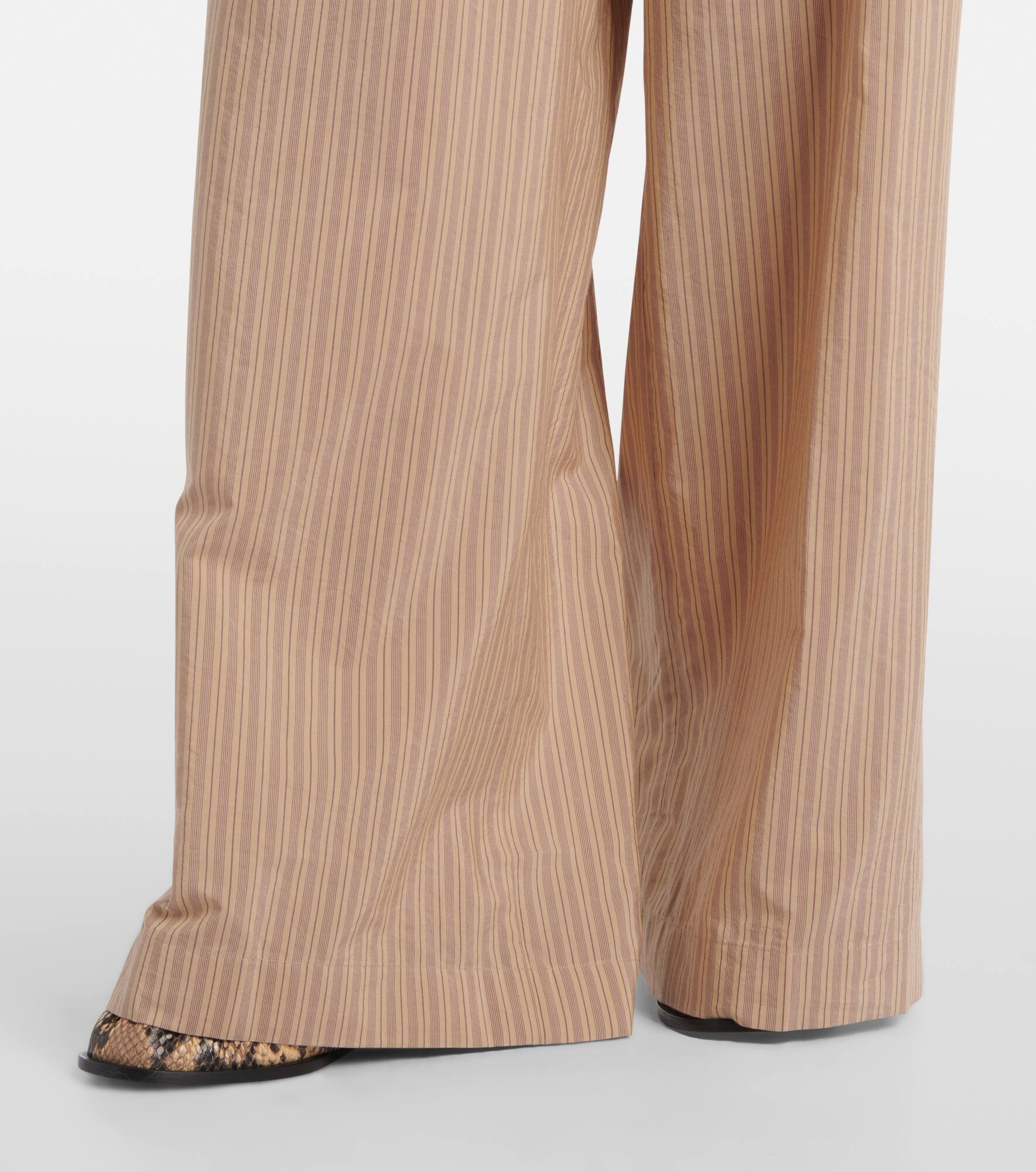 Striped cotton-blend wide-leg pants - 5