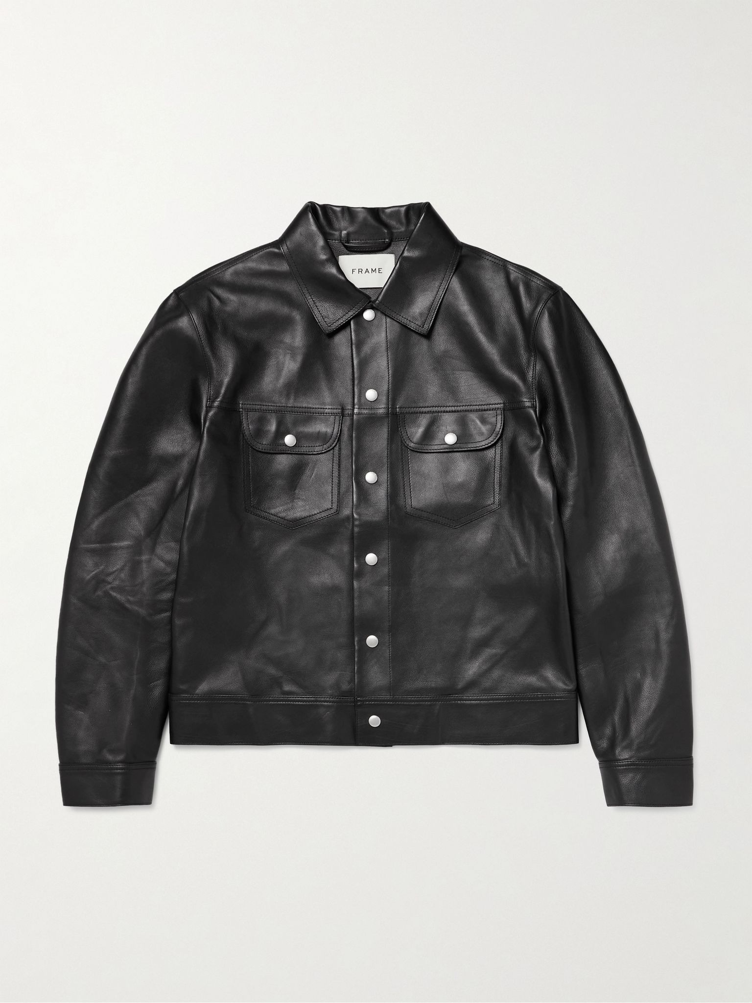 Leather Trucker Jacket Black - 1