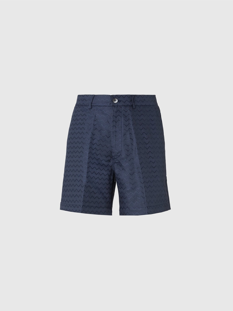 Tailored shorts in cotton, viscose and linen with shiny zigzag pattern 1