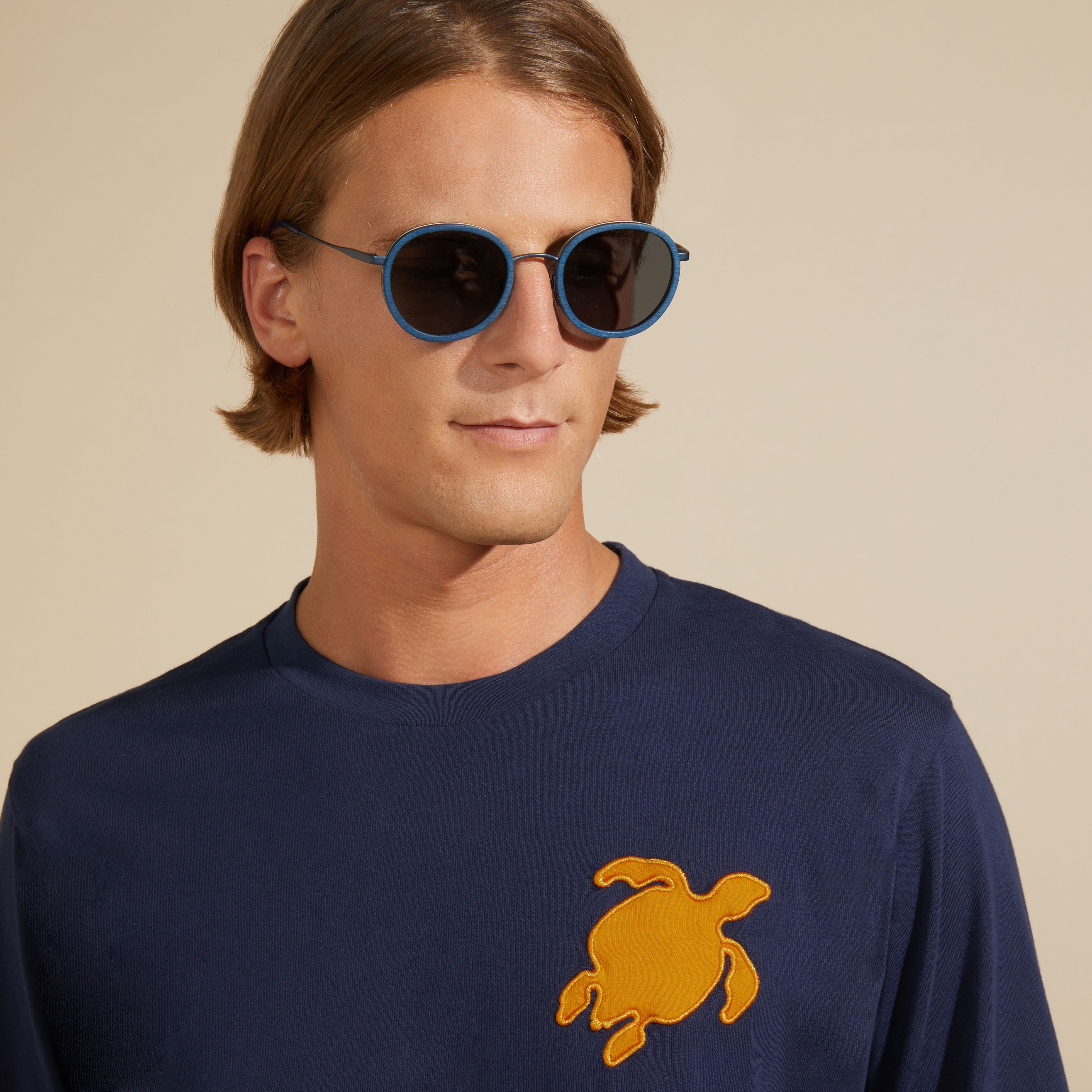 Men Long Sleeves Cotton T-Shirt Turtle Patch - 6