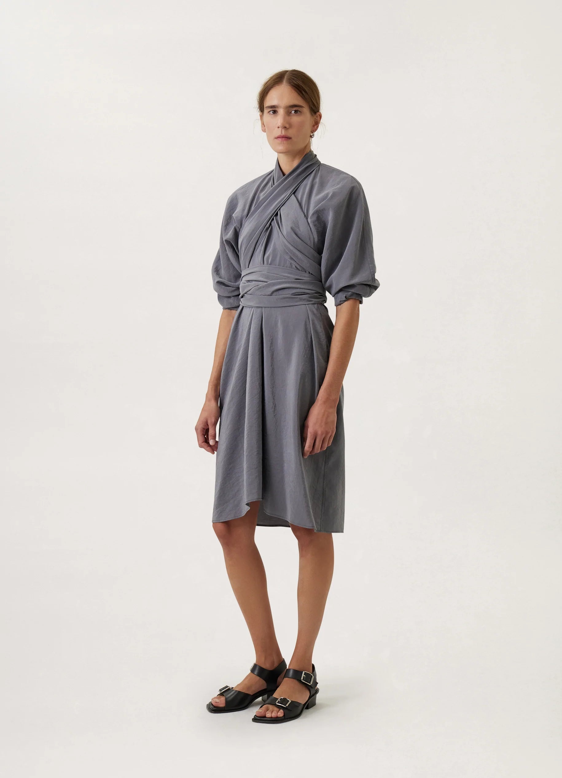 LEMAIRE ルメール ミディドレス シルク ミディ丈 Uネック Lemaire KNOTTED DRESS DRY SILK | REVERSIBLE