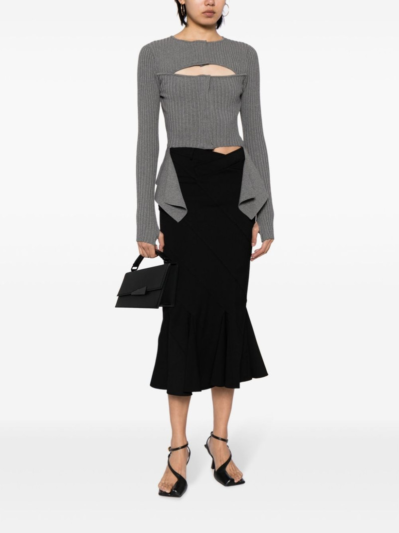 ANDREĀDAMO flared-hem flannel midi skirt outlook