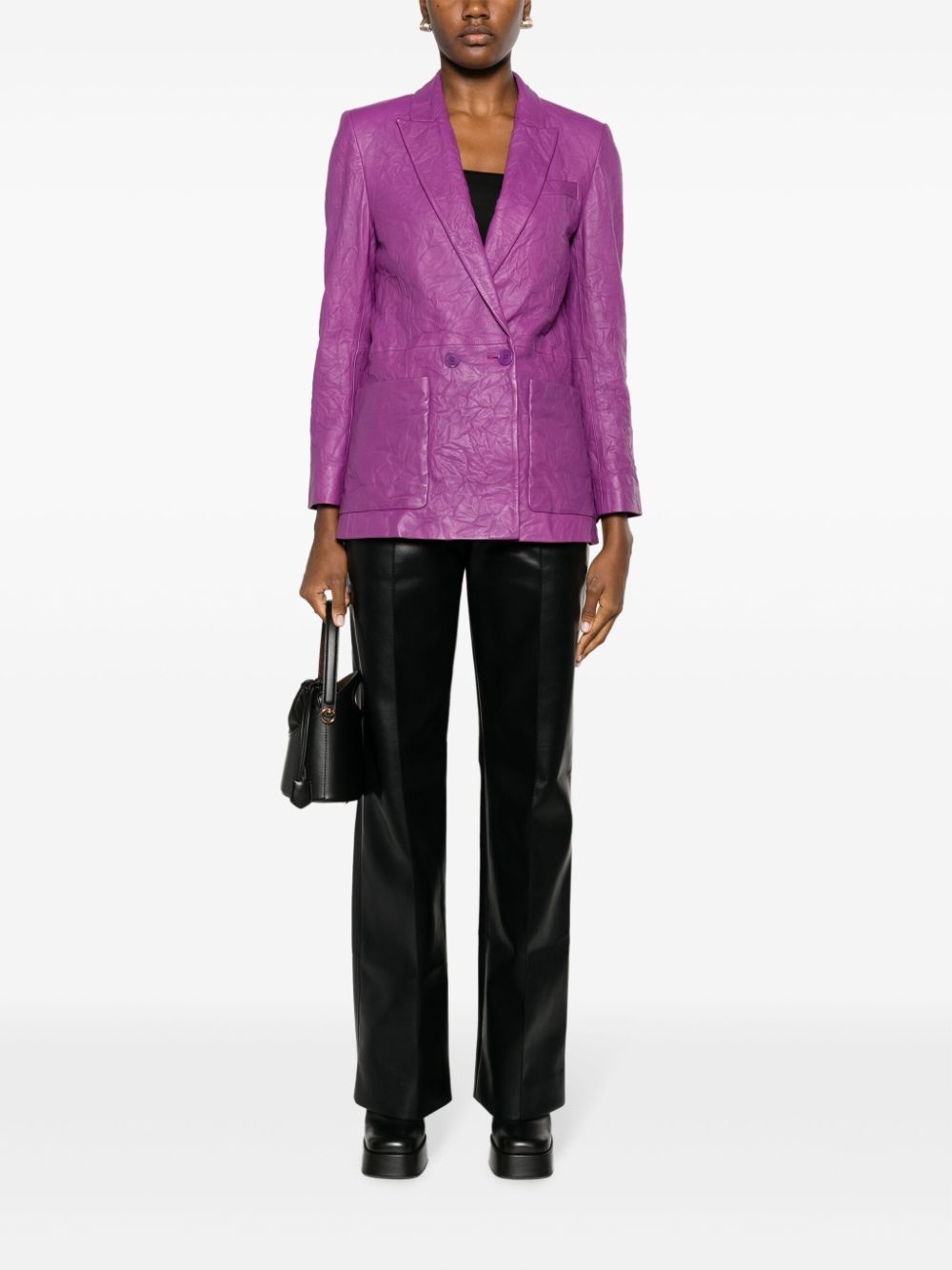 Visco crinkled leather blazer - 2