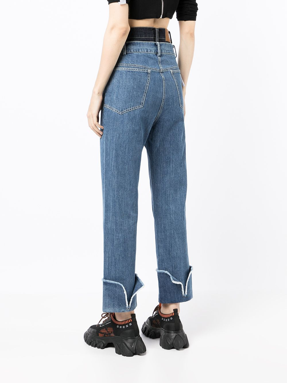 washed double-layer jeans - 4