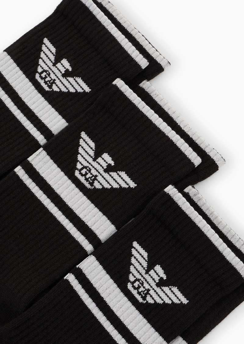 EMPORIO ARMANI Three-pack of terrycloth socks with eagle logo outlook