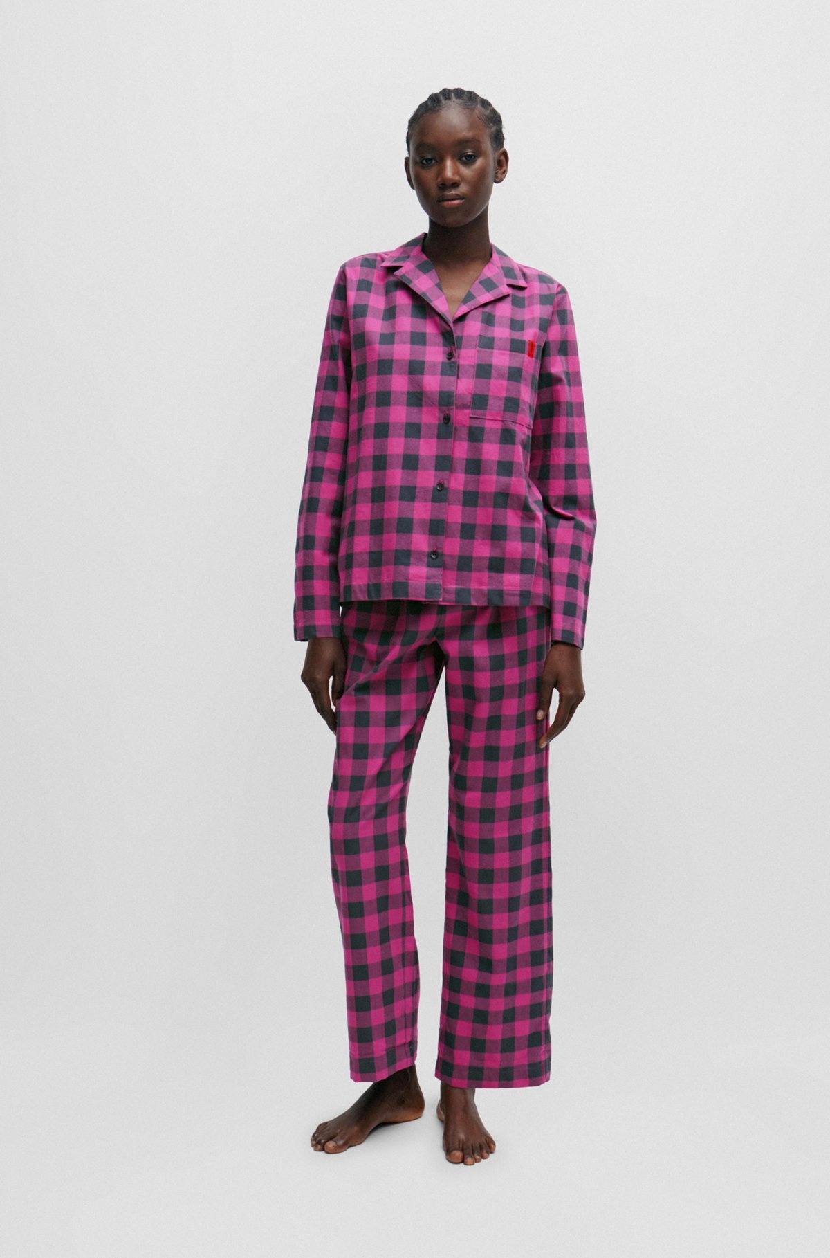 DRAWSTRING PAJAMA BOTTOMS IN CHECKED COTTON FLANNEL - 3