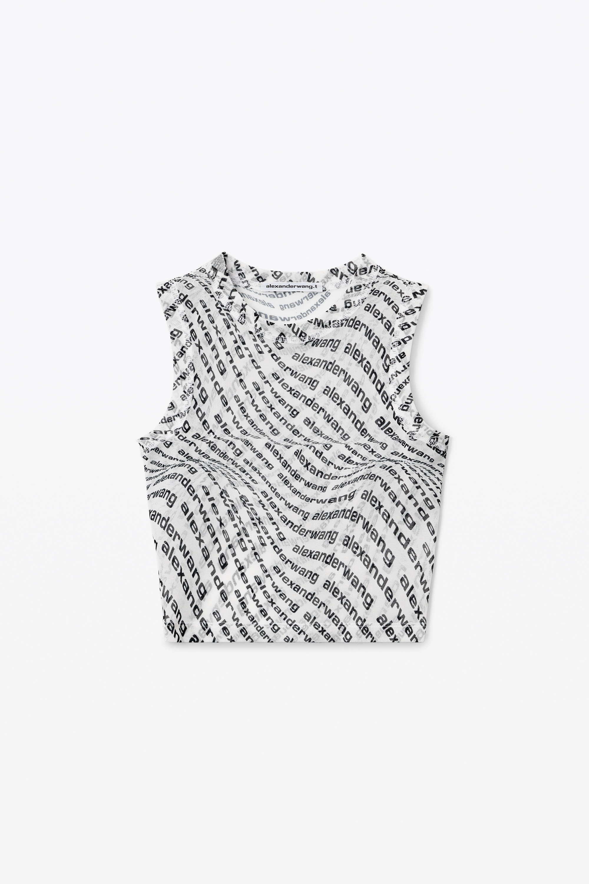 CROP TANK TOP IN STRETCH LOGO MESH - 1