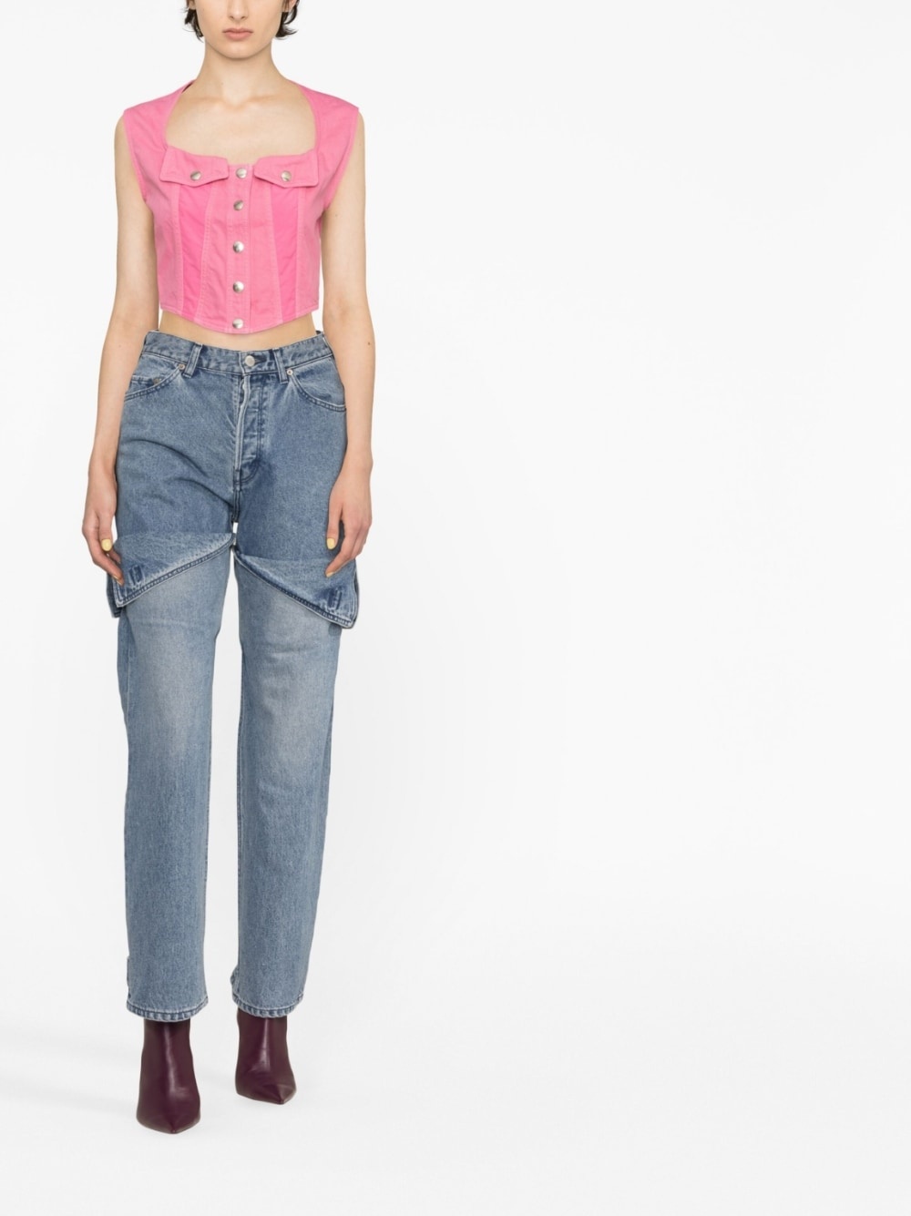 cropped denim top - 2