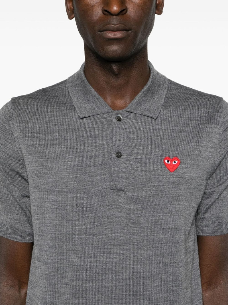 heart-patch wool polo shirt 6