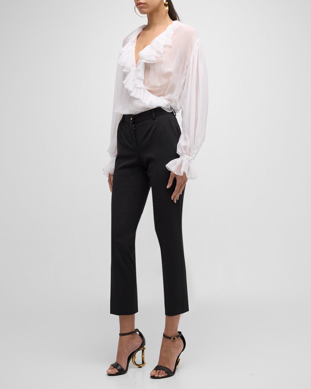 Tela Lana Bistretch Crepe Slim-Leg Ankle Pants - 4