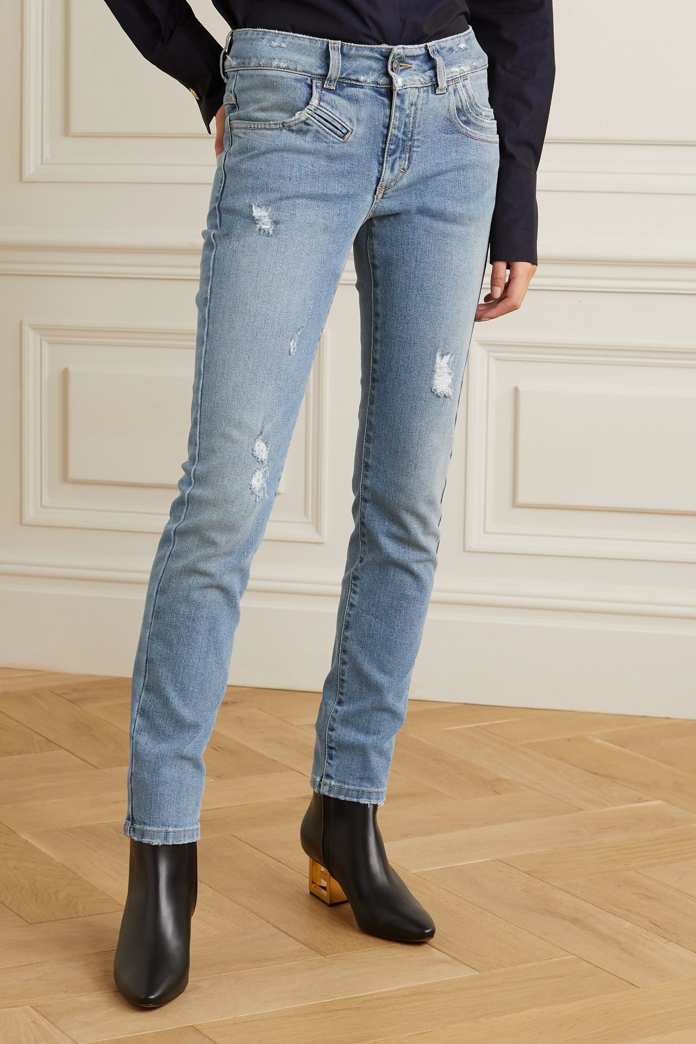 Distressed mid-rise skinny jeans - 3