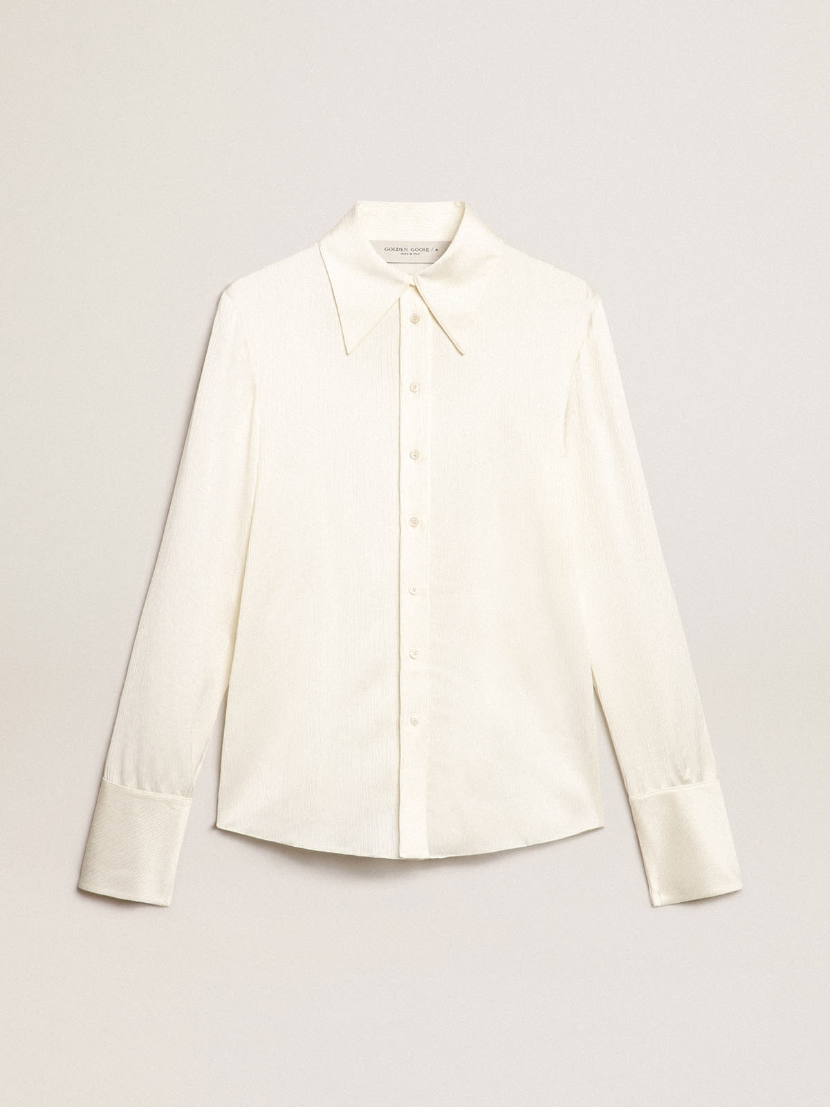 Parchment-colored slim-fit shirt - 1