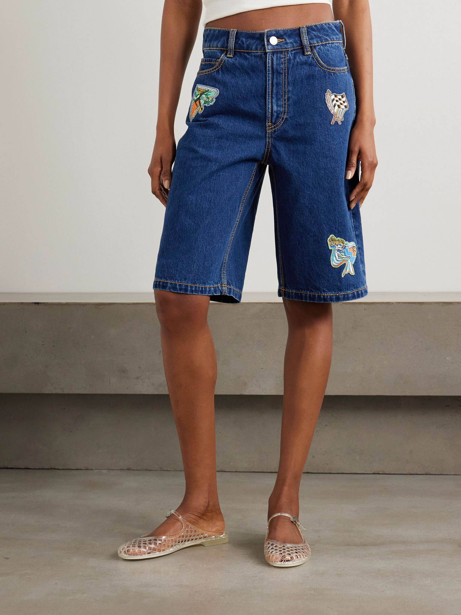 Speedy appliquéd denim shorts Dark denim - 3