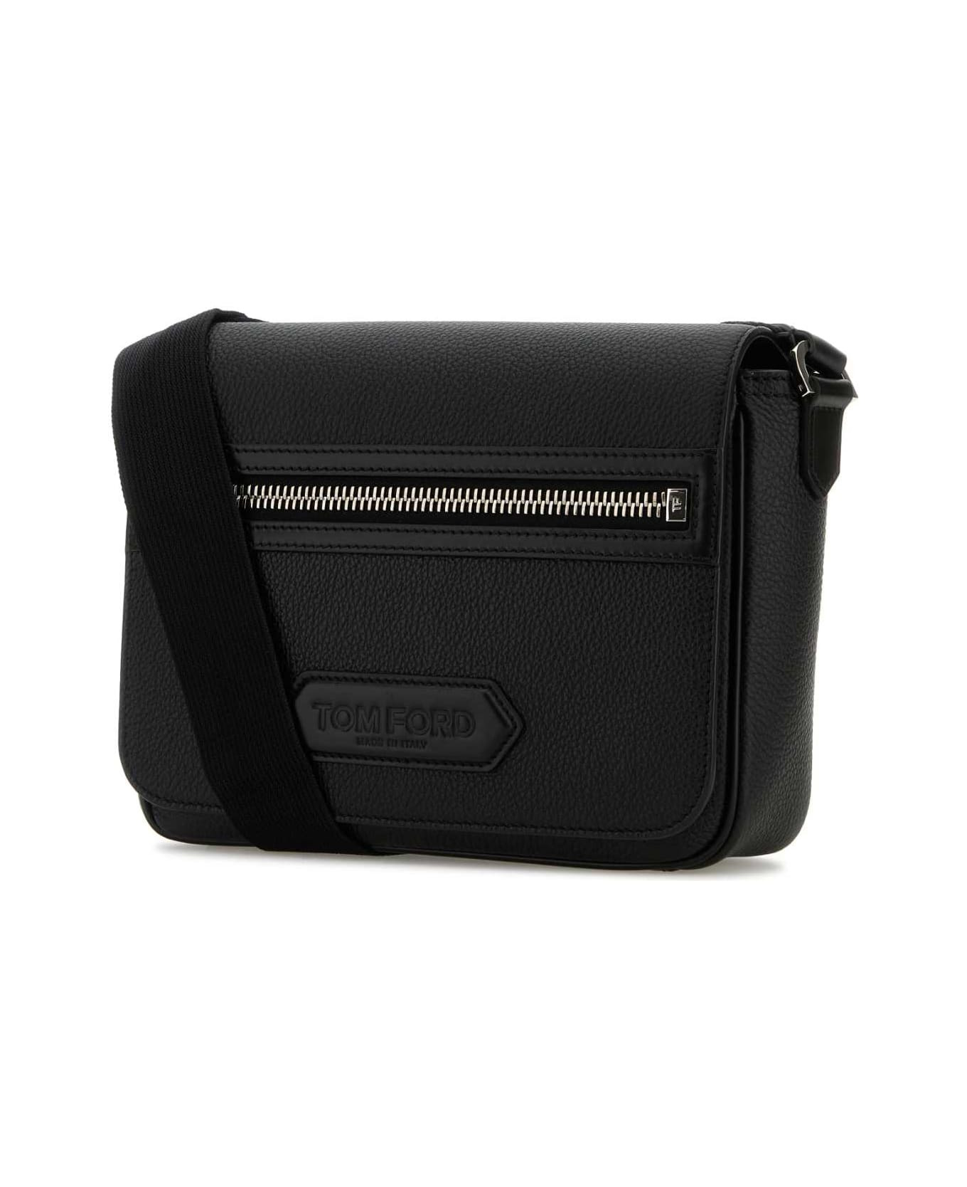 Black Leather Small Traveller Crossbody Bag - 2