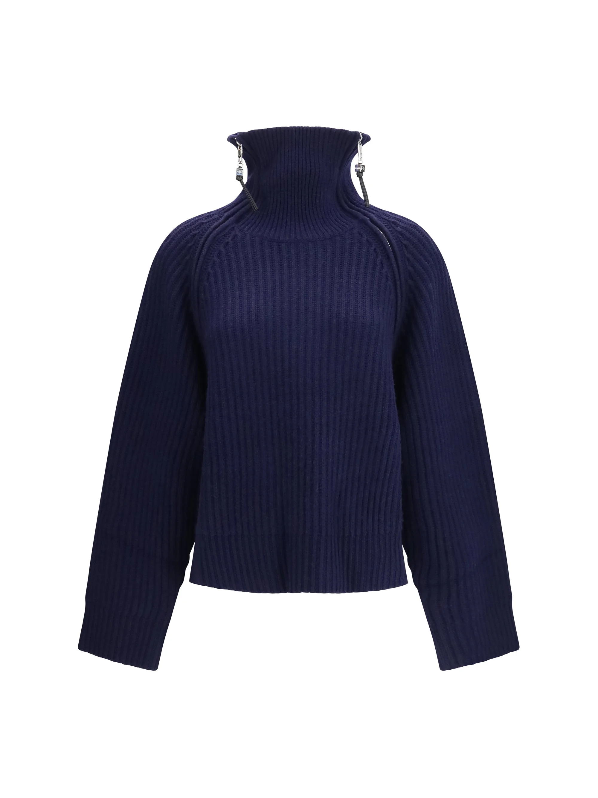 Ganni Wool Zip-neck Sweater Sky Captain - 1