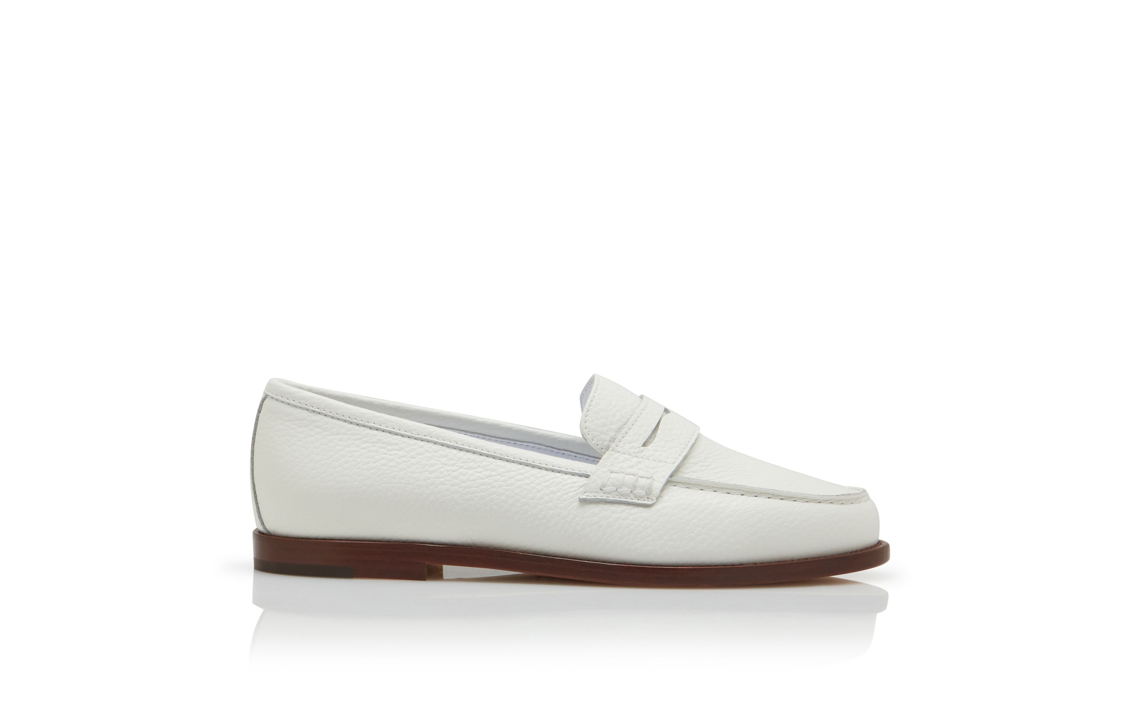 White Calf Leather Penny Loafers - 1