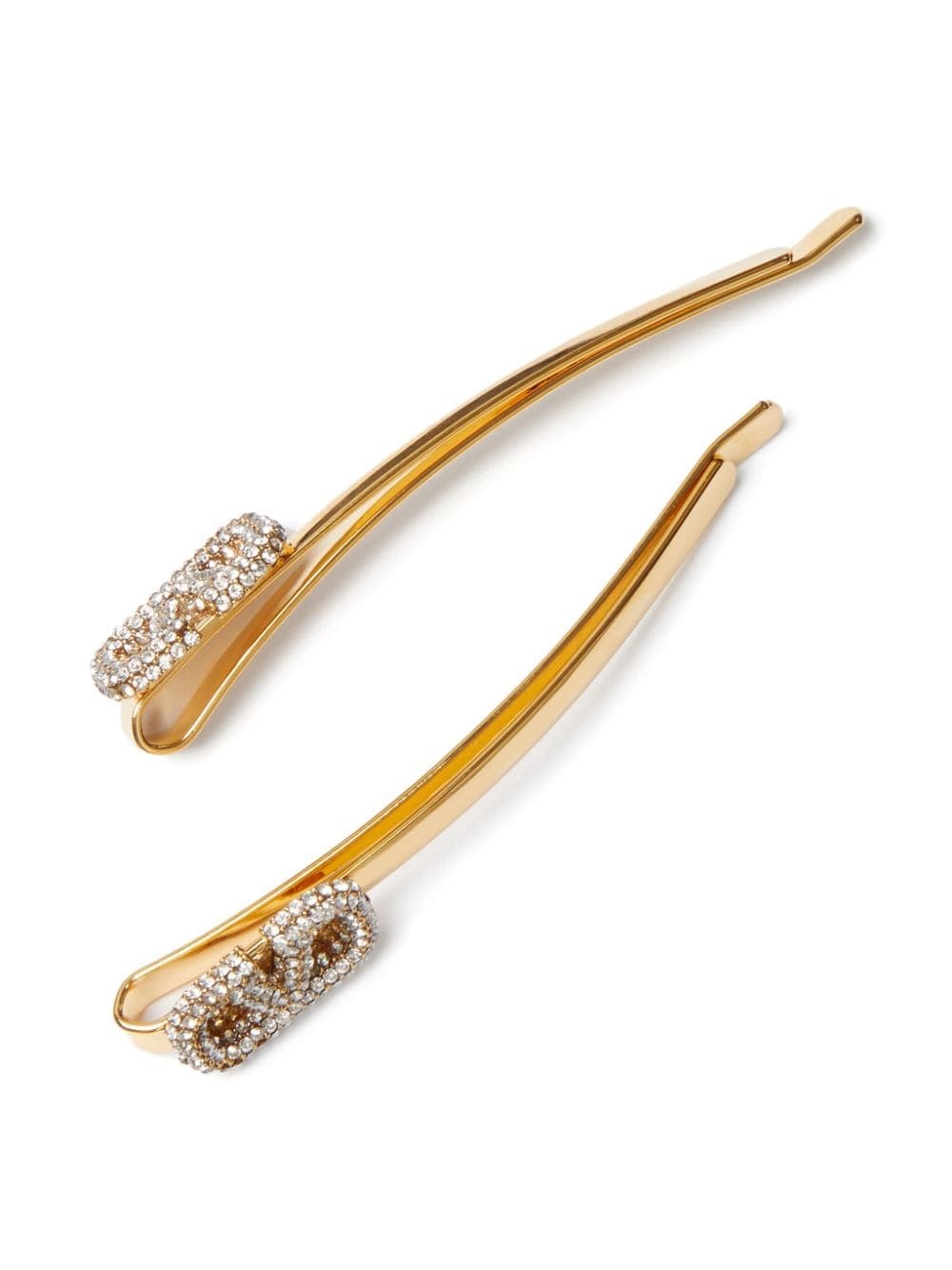 VLogo crystal-embellished hair clips - 4