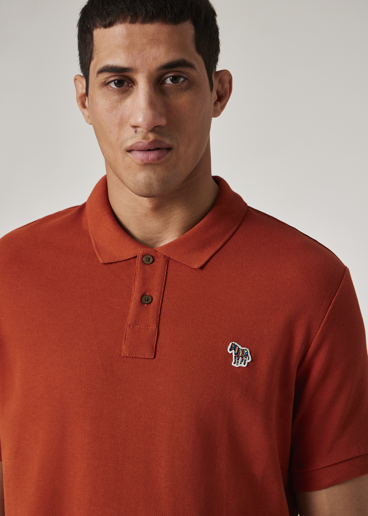 Rust Organic Cotton Zebra Polo Shirt - 5
