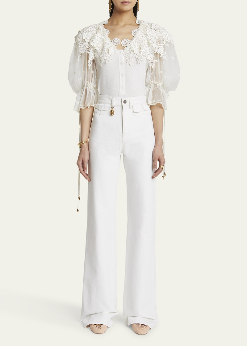 Chloé High Rise Flared Jeans, White outlook