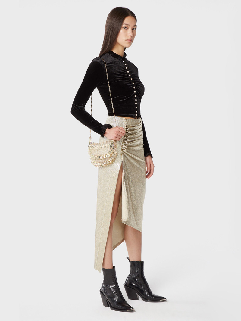 rabanne GOLD MID-LENGTH DRAPÉ PRESSION SLIT SKIRT outlook
