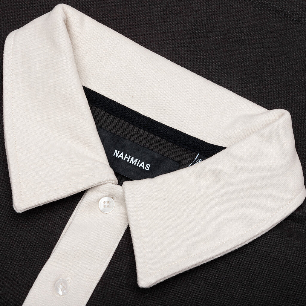 COLLEGIATE S/S POLO SHIRT - OFF BLACK - 3