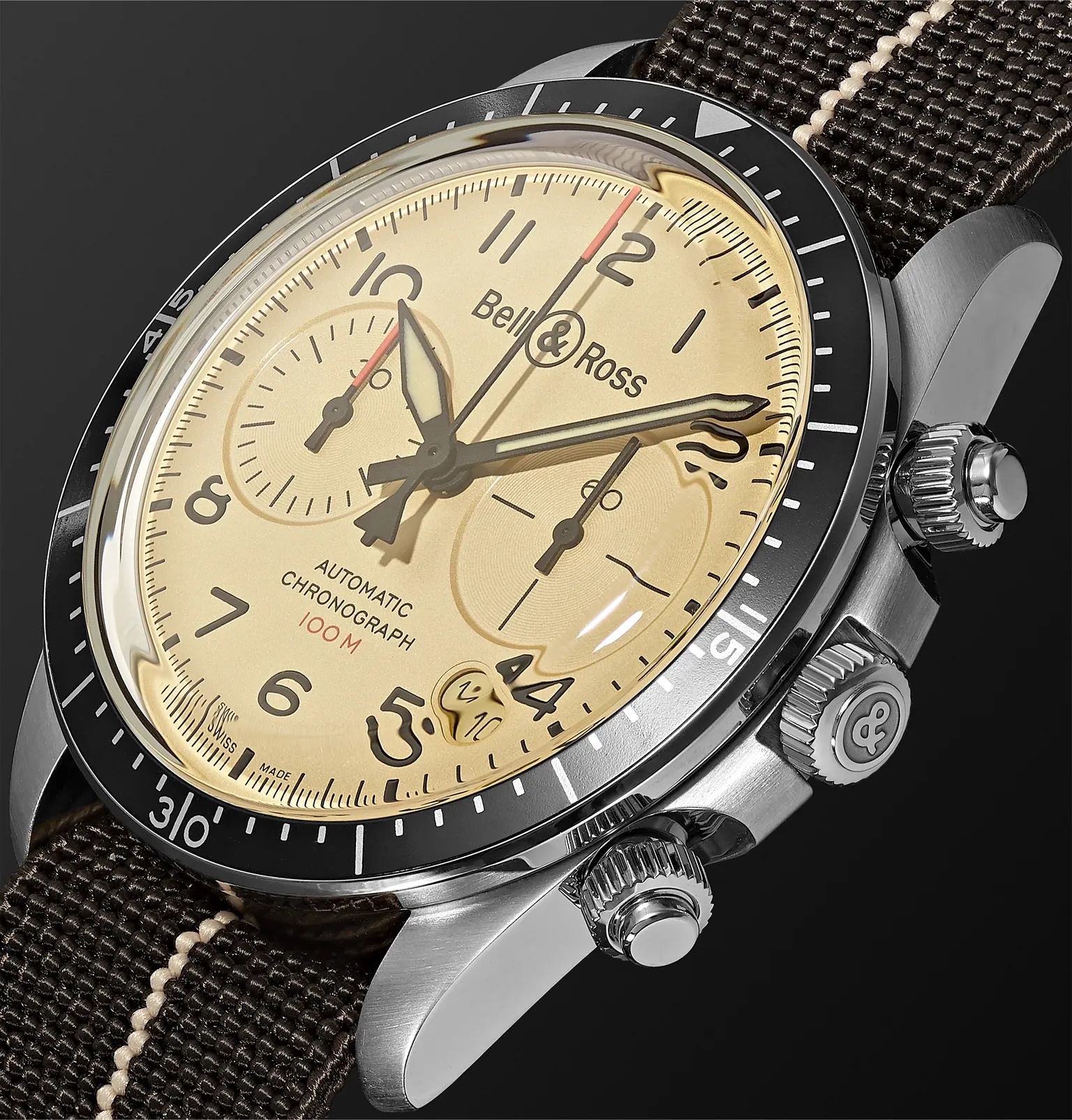 BR V2-94 Automatic Chronograph 41mm Stainless Steel and Canvas Watch, Ref. No. BRV294-BEI-ST/SF - 4