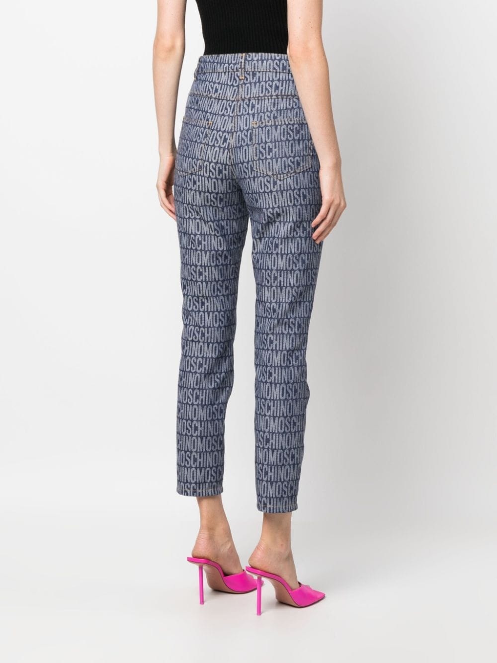 logo-jacquard high-rise slim-cut jeans - 4