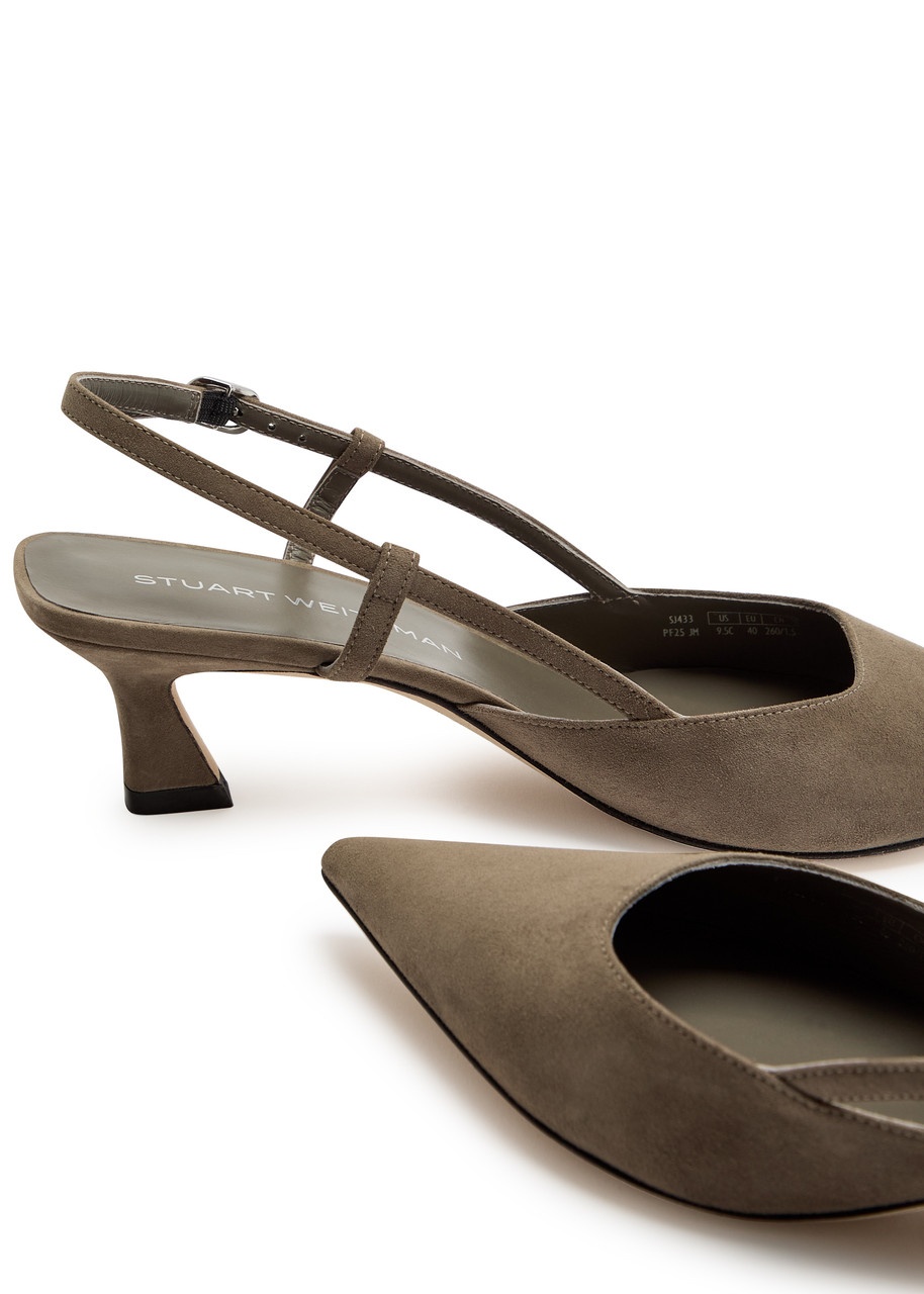 Stuart Weitzman Vinnie 50 Suede Slingback Pumps - 4
