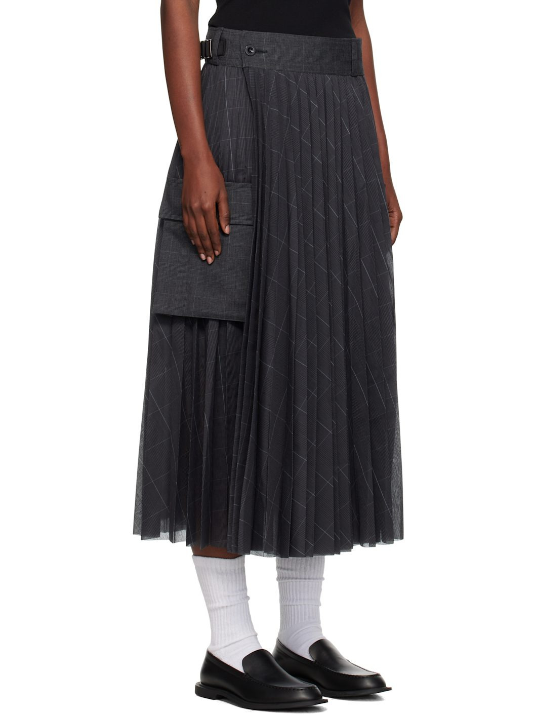 Gray Glen Check Midi Skirt - 2