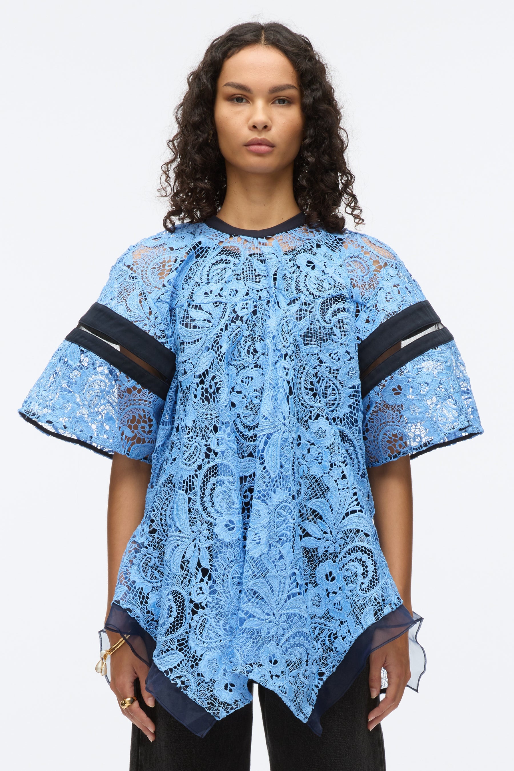 Embroidered Lace Hankerchief Top - 3