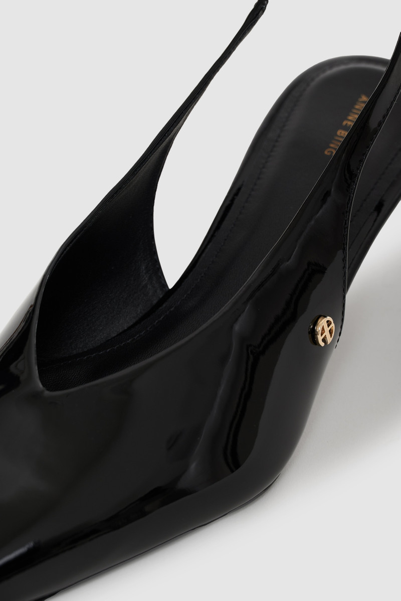 Hilda Slingback Pumps - Black Patent 5