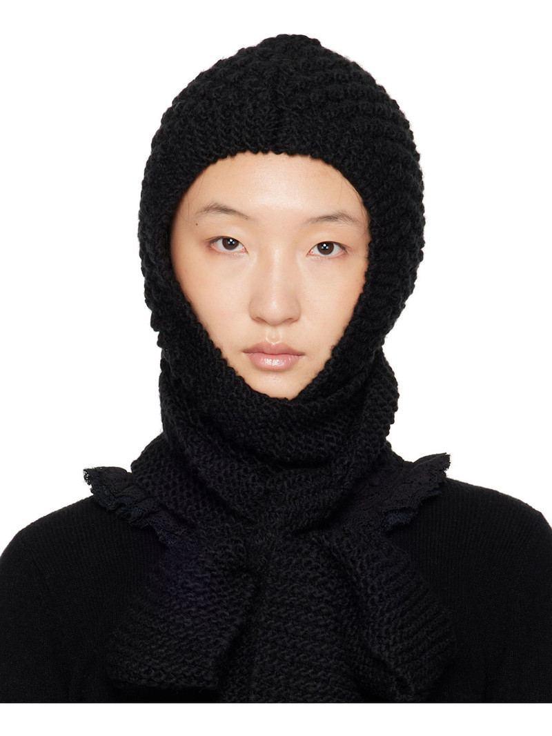SSENSE Exclusive Black Bowknot Knit Hood 1
