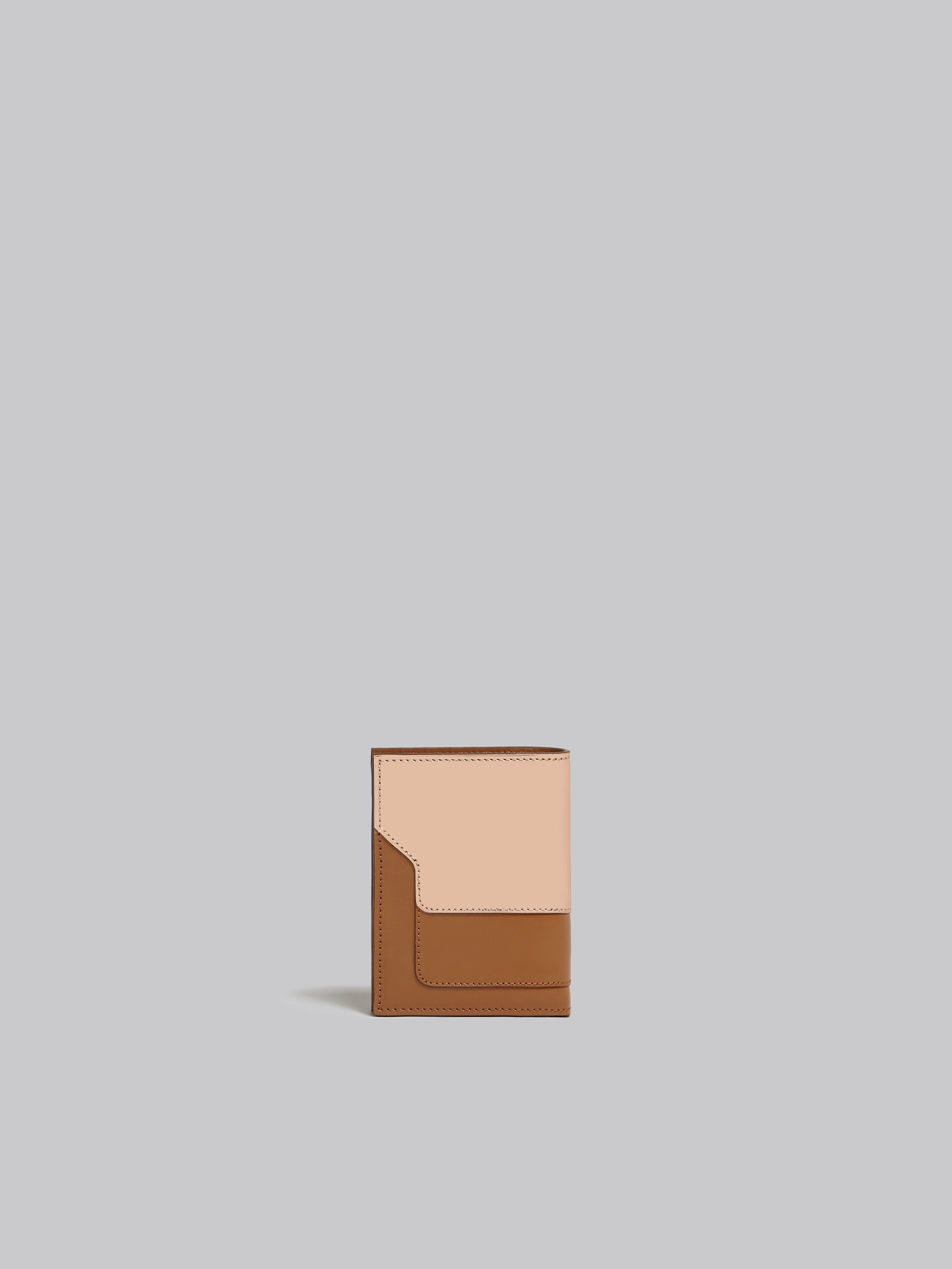 BROWN AND PINK LEATHER BI-FOLD WALLET - 3