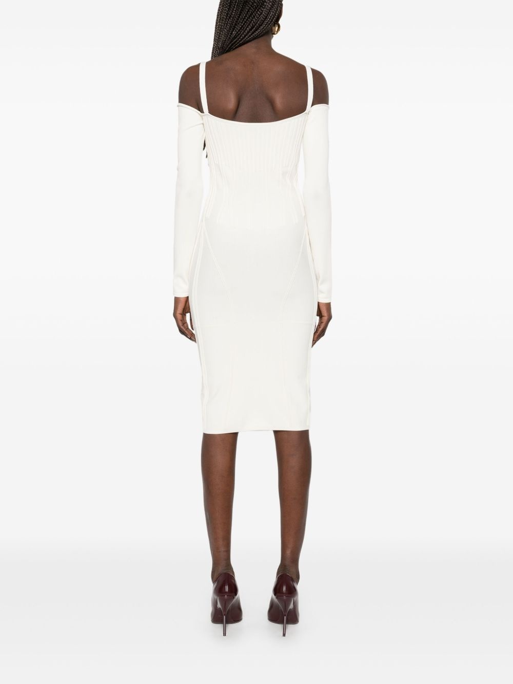 boning-detail knitted midi dress - 4