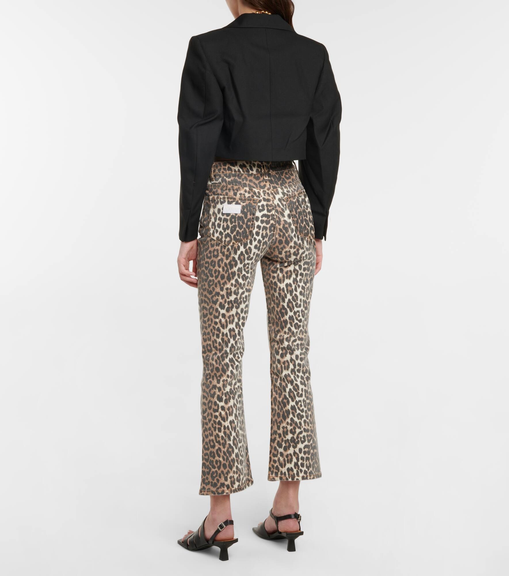 Leopard-print high-rise flared jeans - 3