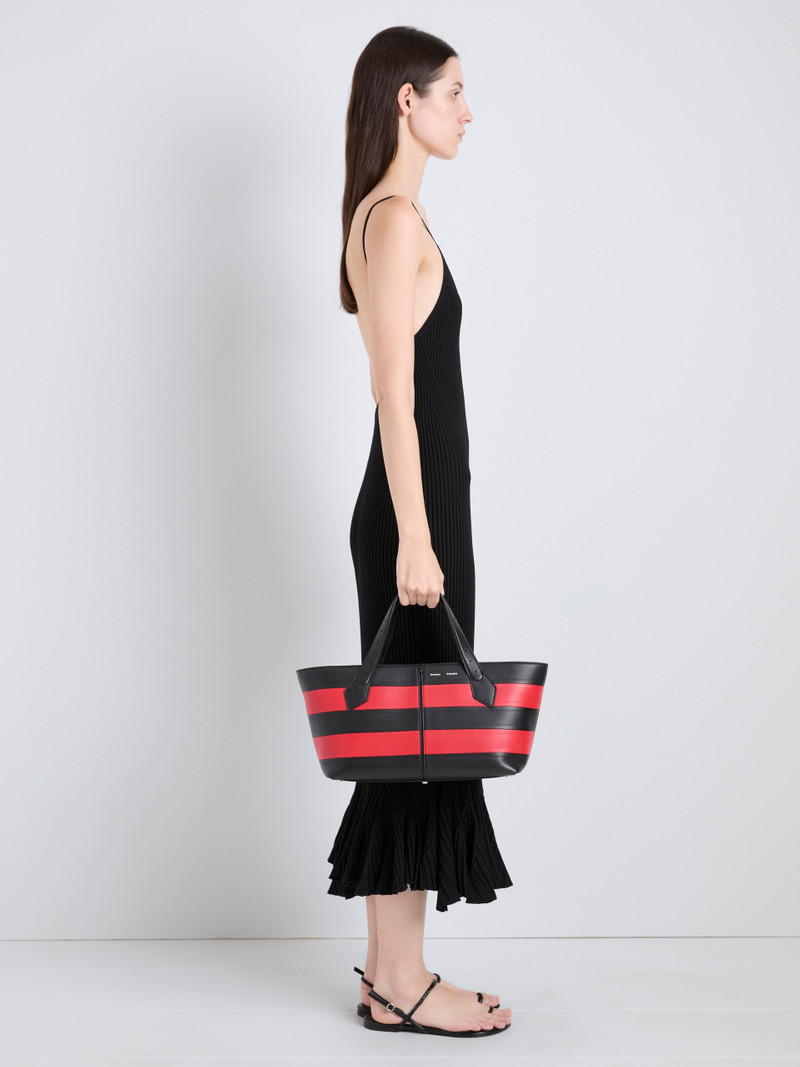 East West Chelsea Tote in Striped Nappa Plonge 2