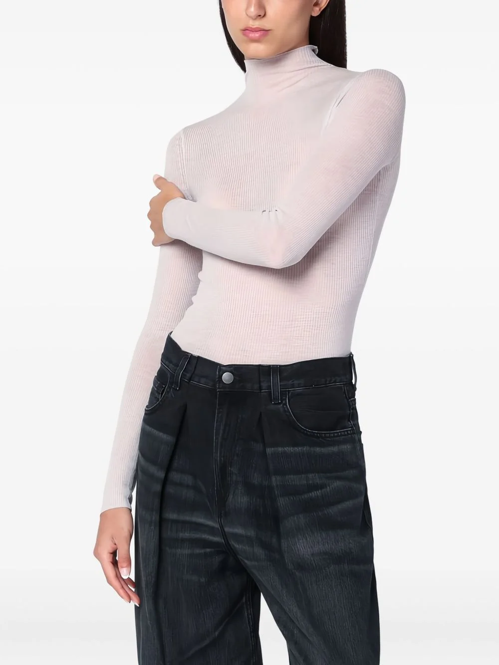 roll-neck ribbed sweater - 1