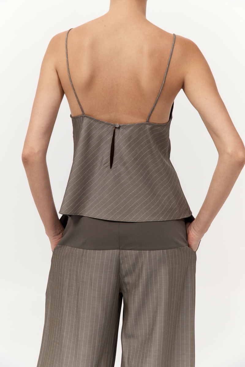 Bias Cami - Khaki Pinstripe - 7