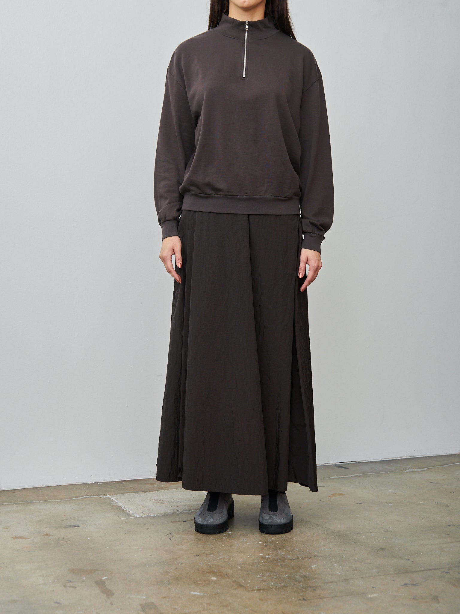 Hand Dyed Nylon Flared Skirt - Brown - 2