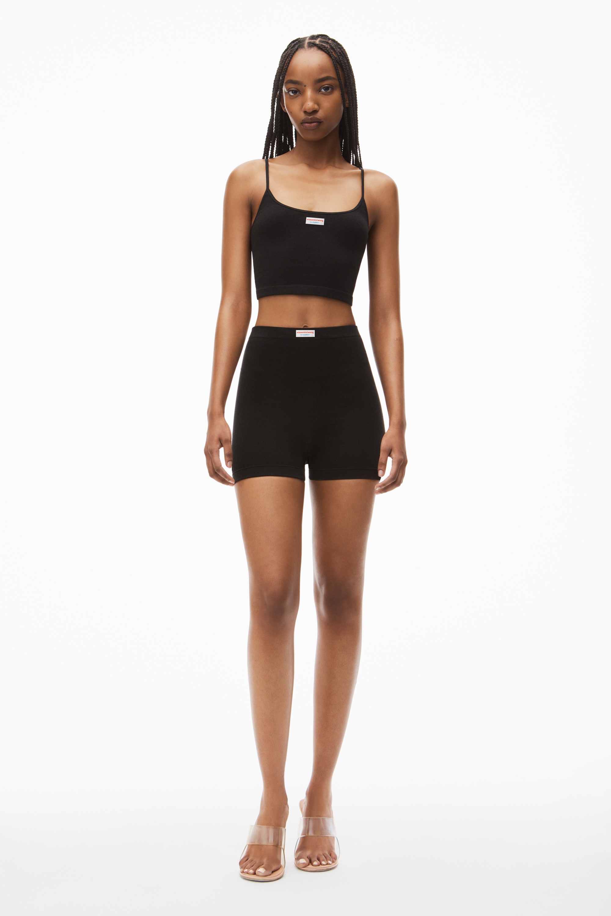 cropped ribbed cotton cami tank - 5