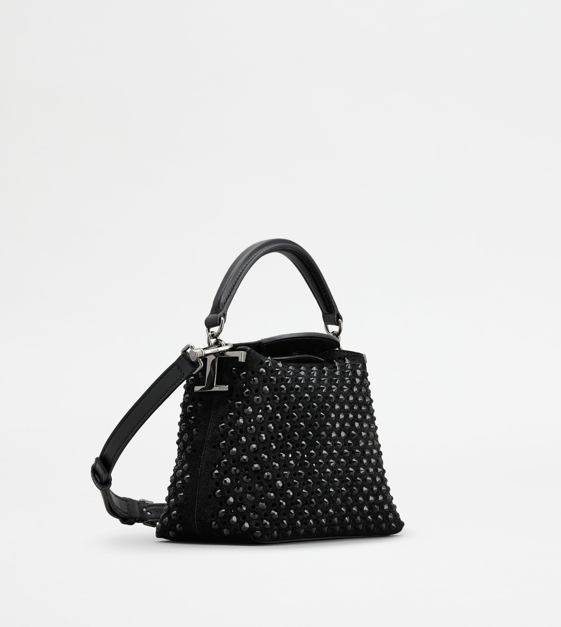 TOD'S T CASE TOTE MESSENGER BAG IN SUEDE MICRO - BLACK - 3