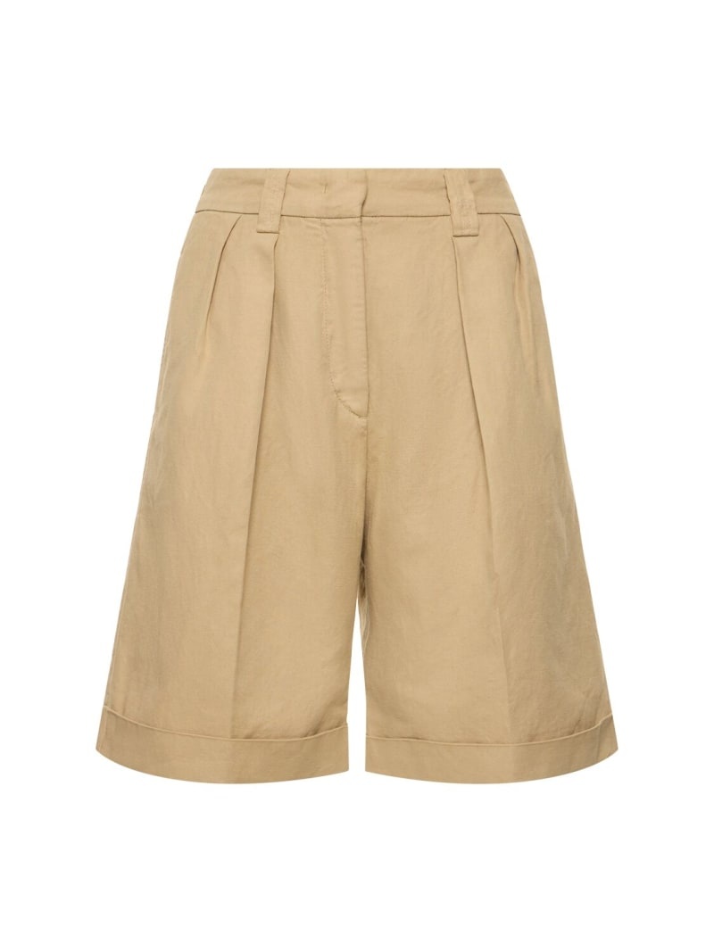 Cotton gabardine knee length shorts - 1